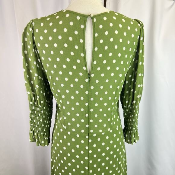 Reformation Edamame Green Carolena Polka Dot Midi Dress size 12 women - Picture 7 of 16